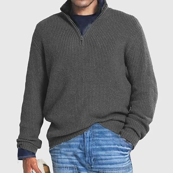Hugh | Men Ribbed Quarter Zip Sweater