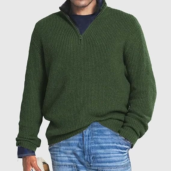 Hugh | Men Ribbed Quarter Zip Sweater