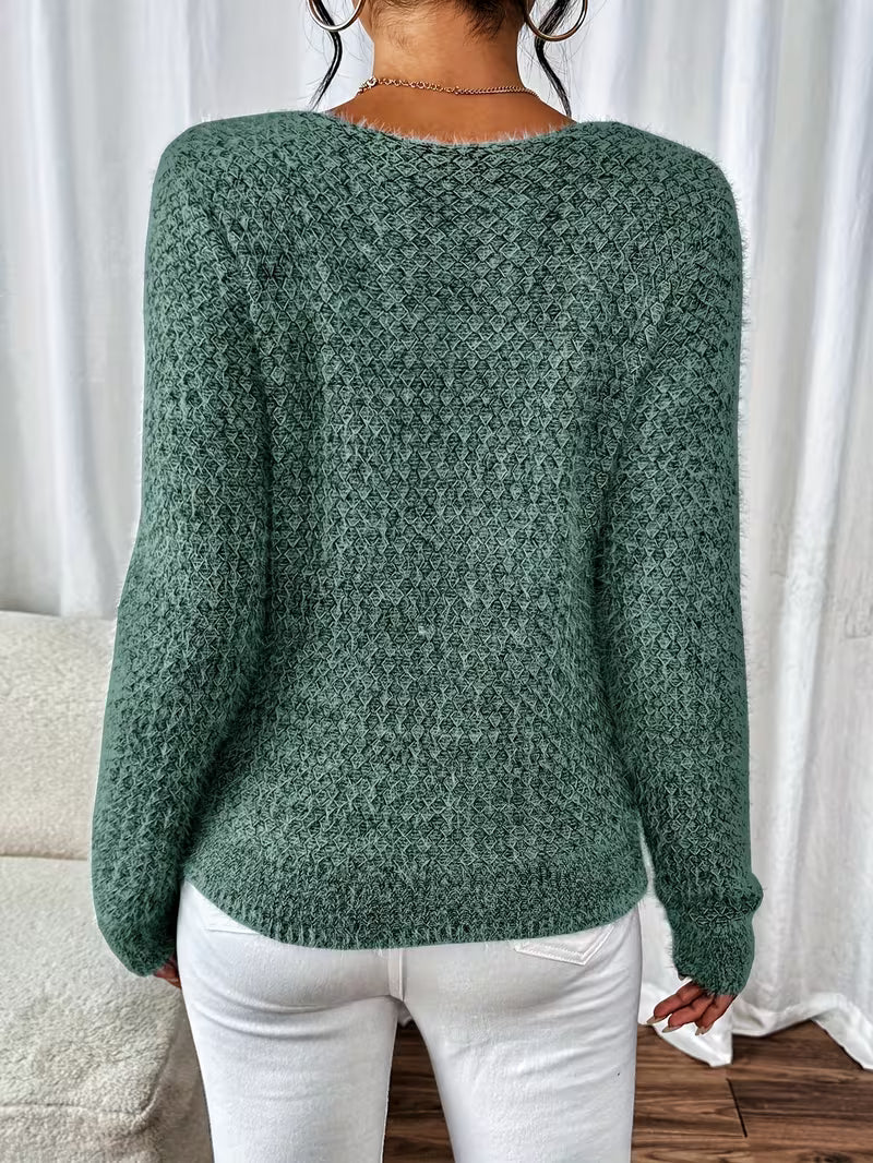 Roos | Women Textured V Neck Sweater