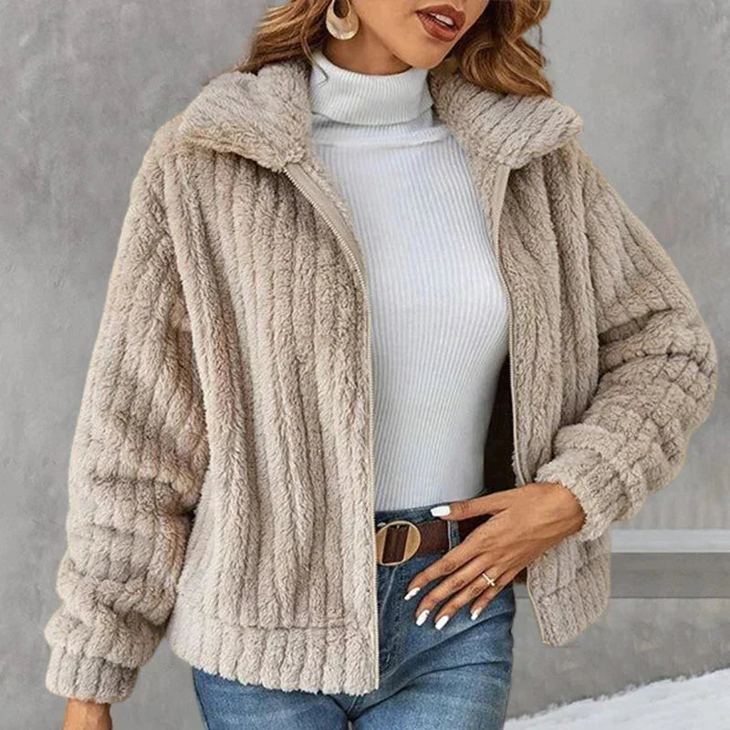Yana | Women Zip Collar Fluffy Jacket