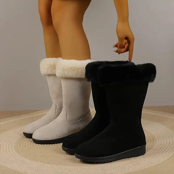Live | Women Fur Cuff Mid Calf Boots