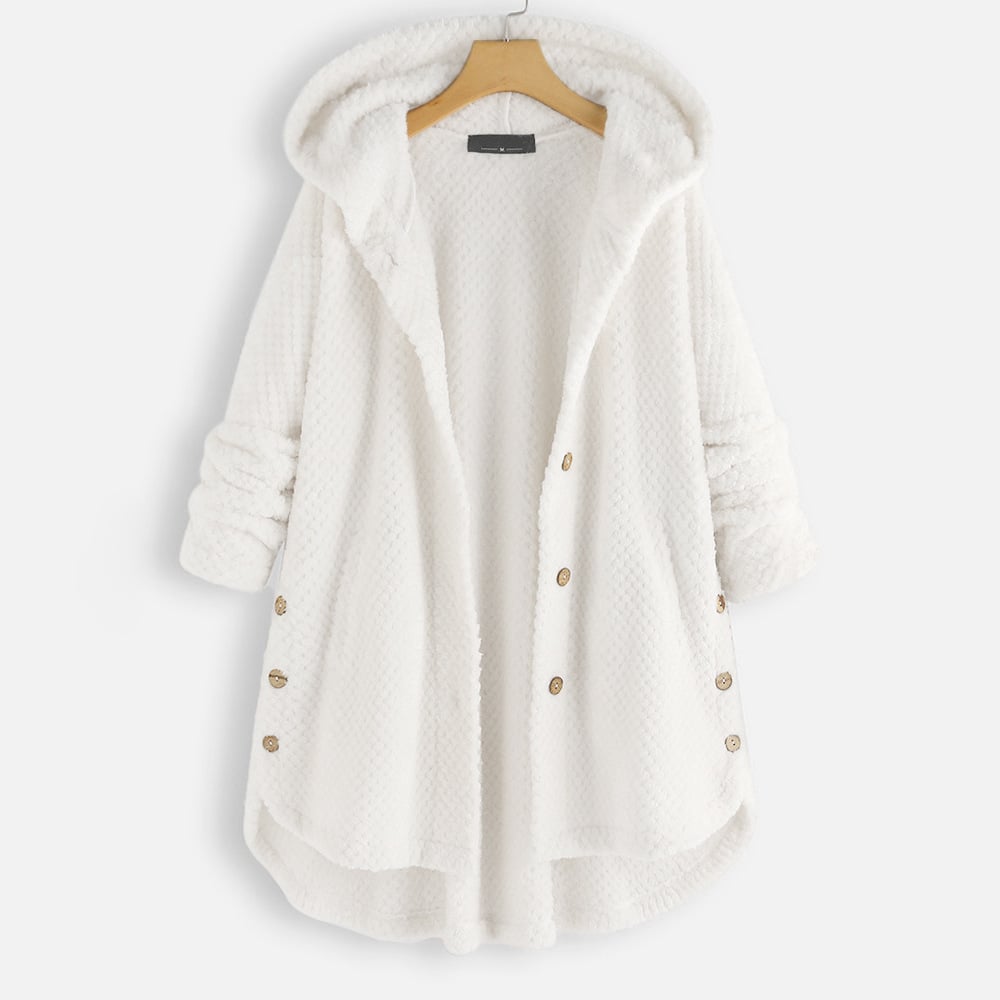 Inga | Women Hooded Button Fluffy Jacket