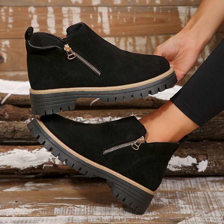 Golda | Women Spot Print Side Zip Ankle Boots