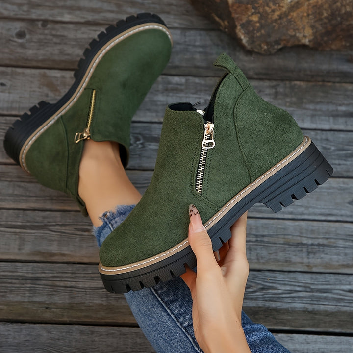 Golda | Women Spot Print Side Zip Ankle Boots