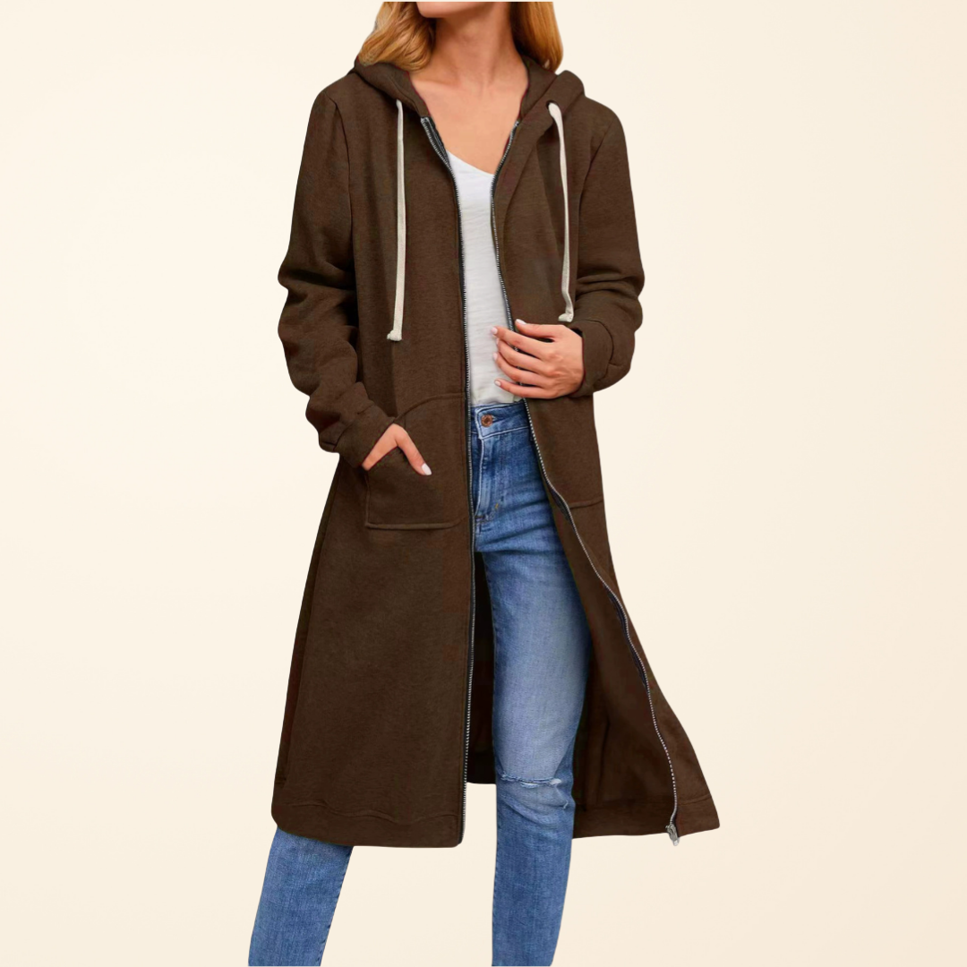Tordis | Women Relaxed Zip Longline Cardigan