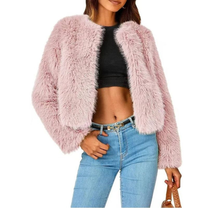 Liriel Women Cropped Shaggy Fluffy Jacket