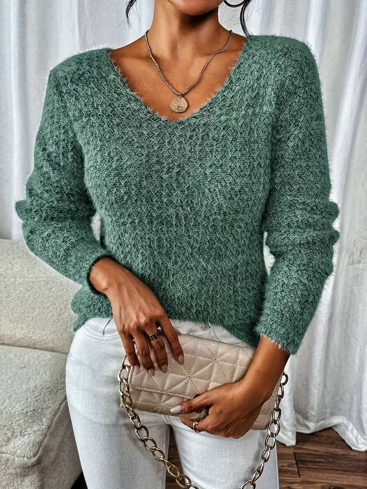 Roos | Women Textured V Neck Sweater