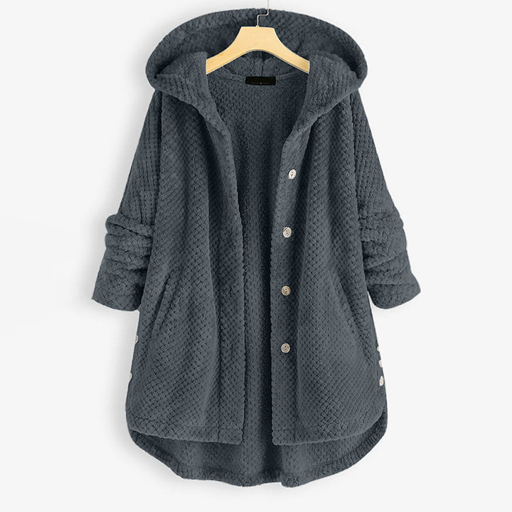 Inga | Women Hooded Button Fluffy Jacket