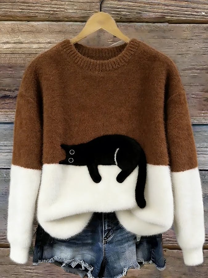 Jem | Women Cat Colorblock Sweater