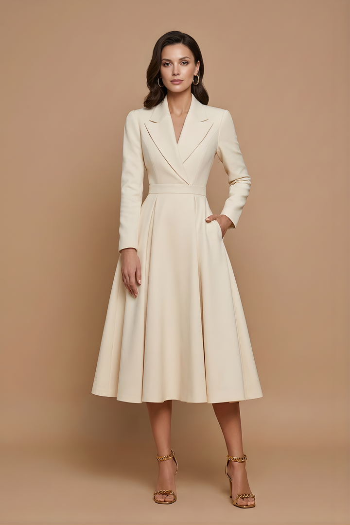 Judy | Women Lapel A Line Midi Dress