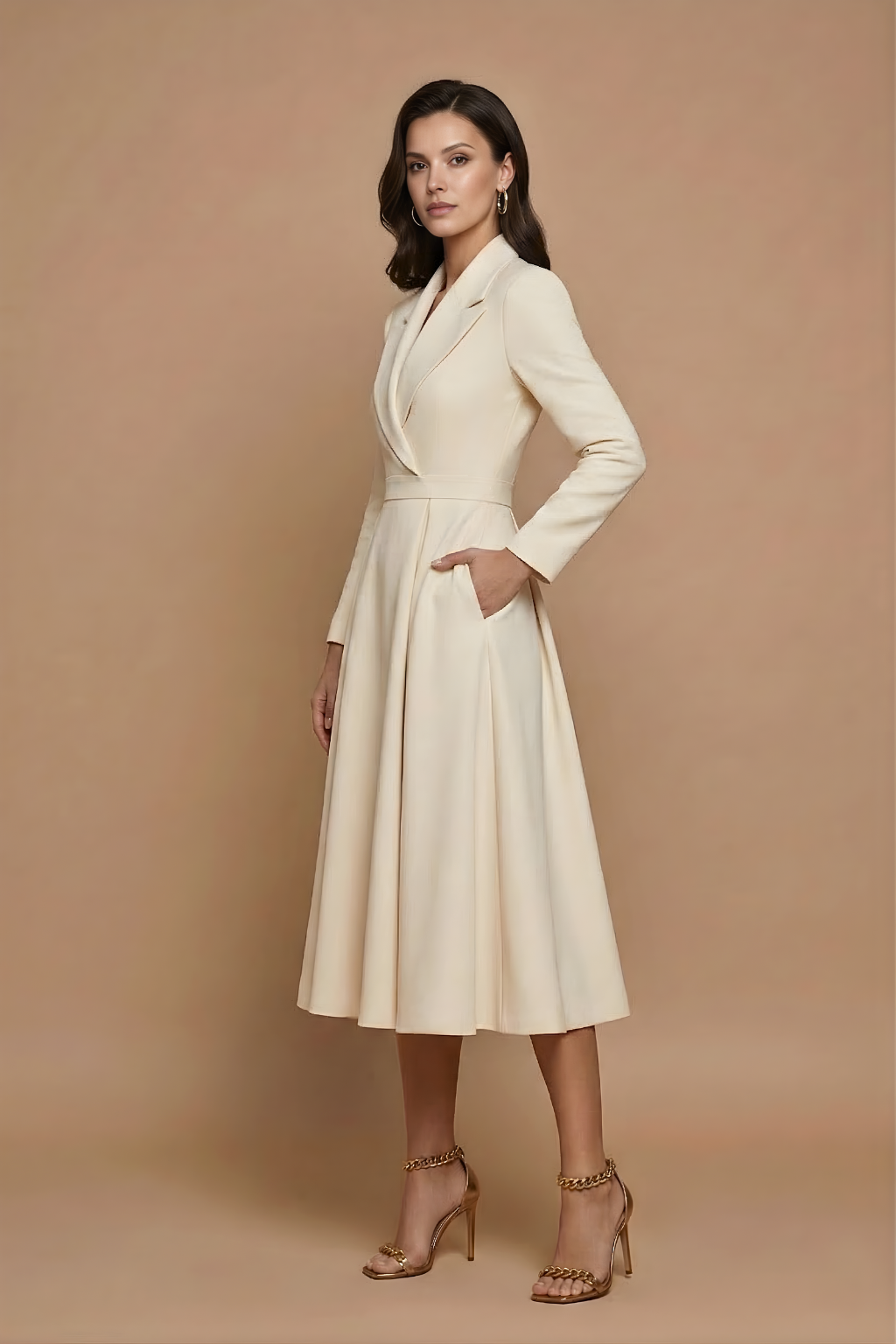 Judy | Women Lapel A Line Midi Dress