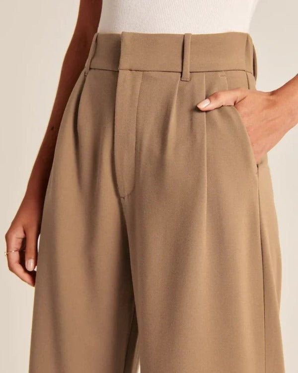 Lorene Women High Waist Pleated Wide Leg Dress Pants