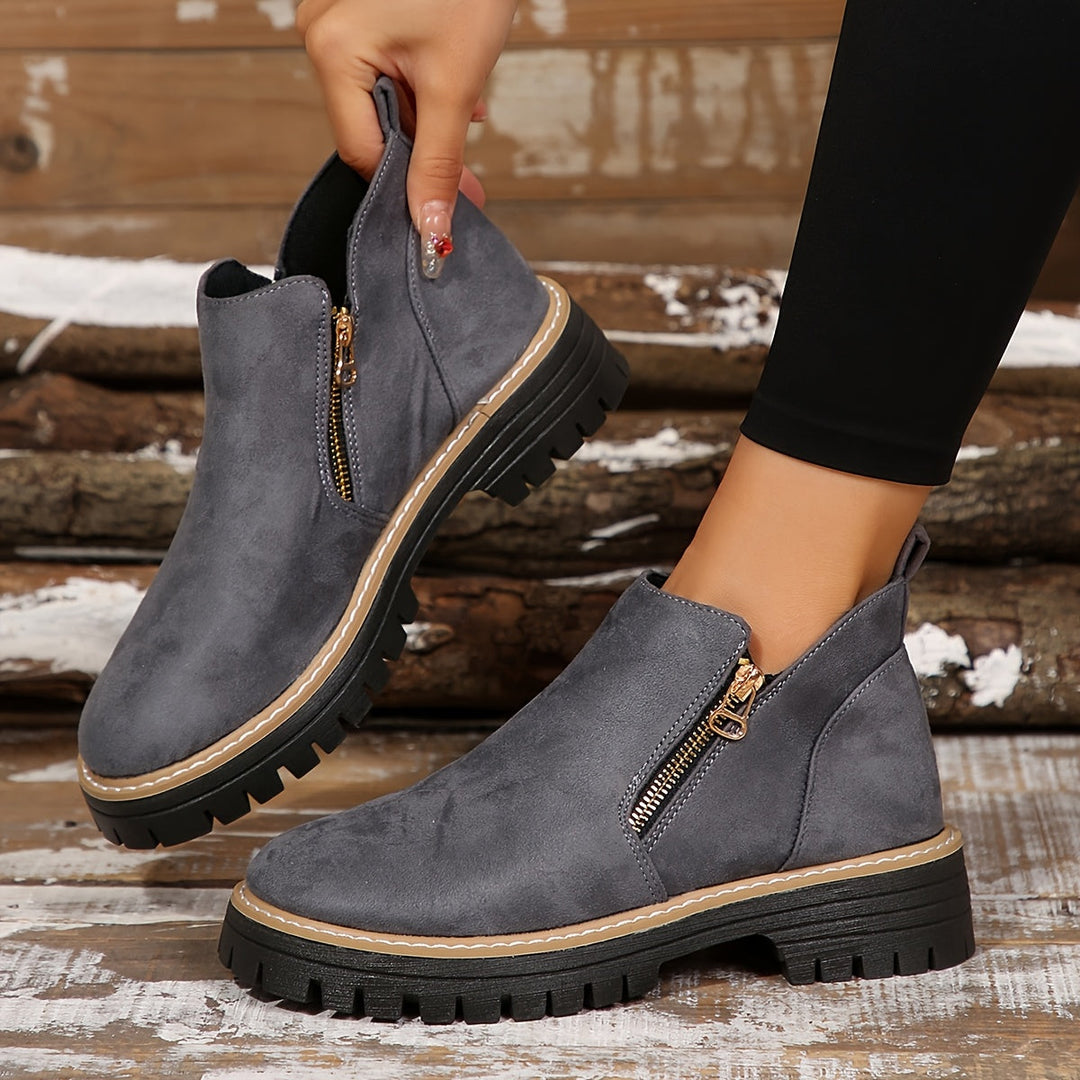 Golda | Women Spot Print Side Zip Ankle Boots