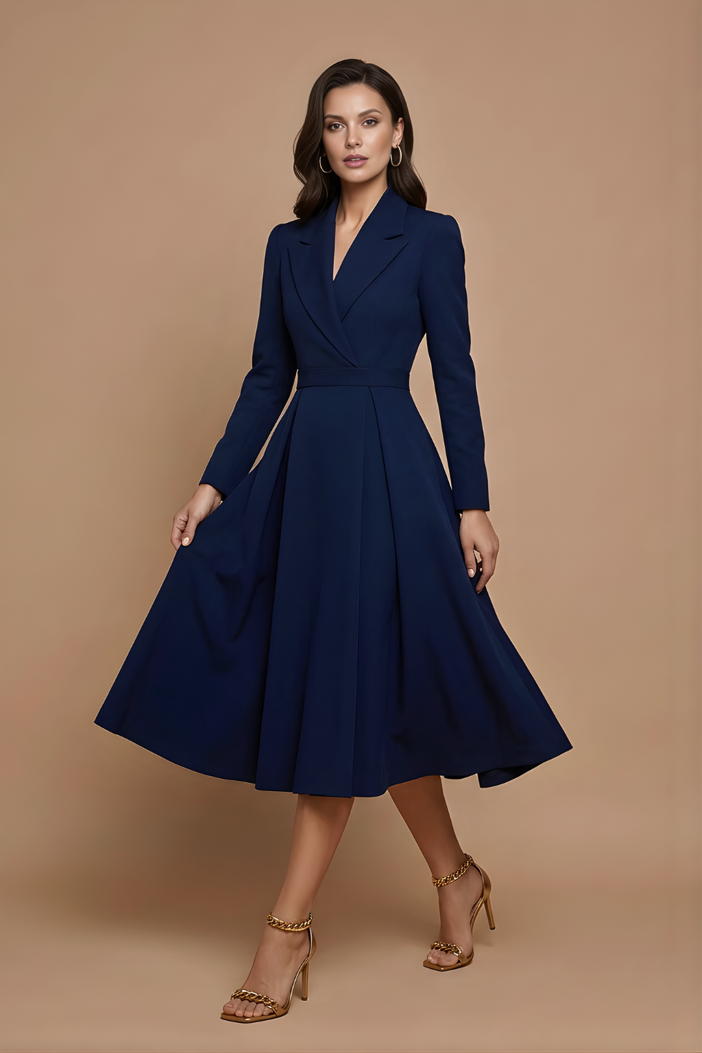 Judy | Women Lapel A Line Midi Dress