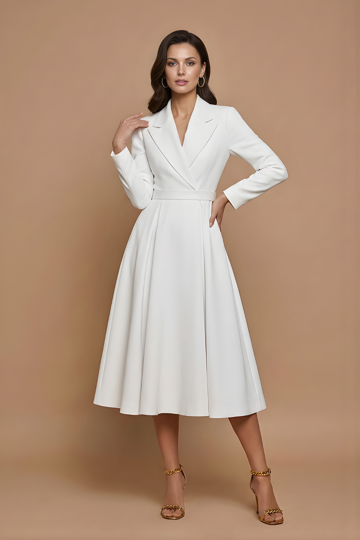 Judy | Women Lapel A Line Midi Dress