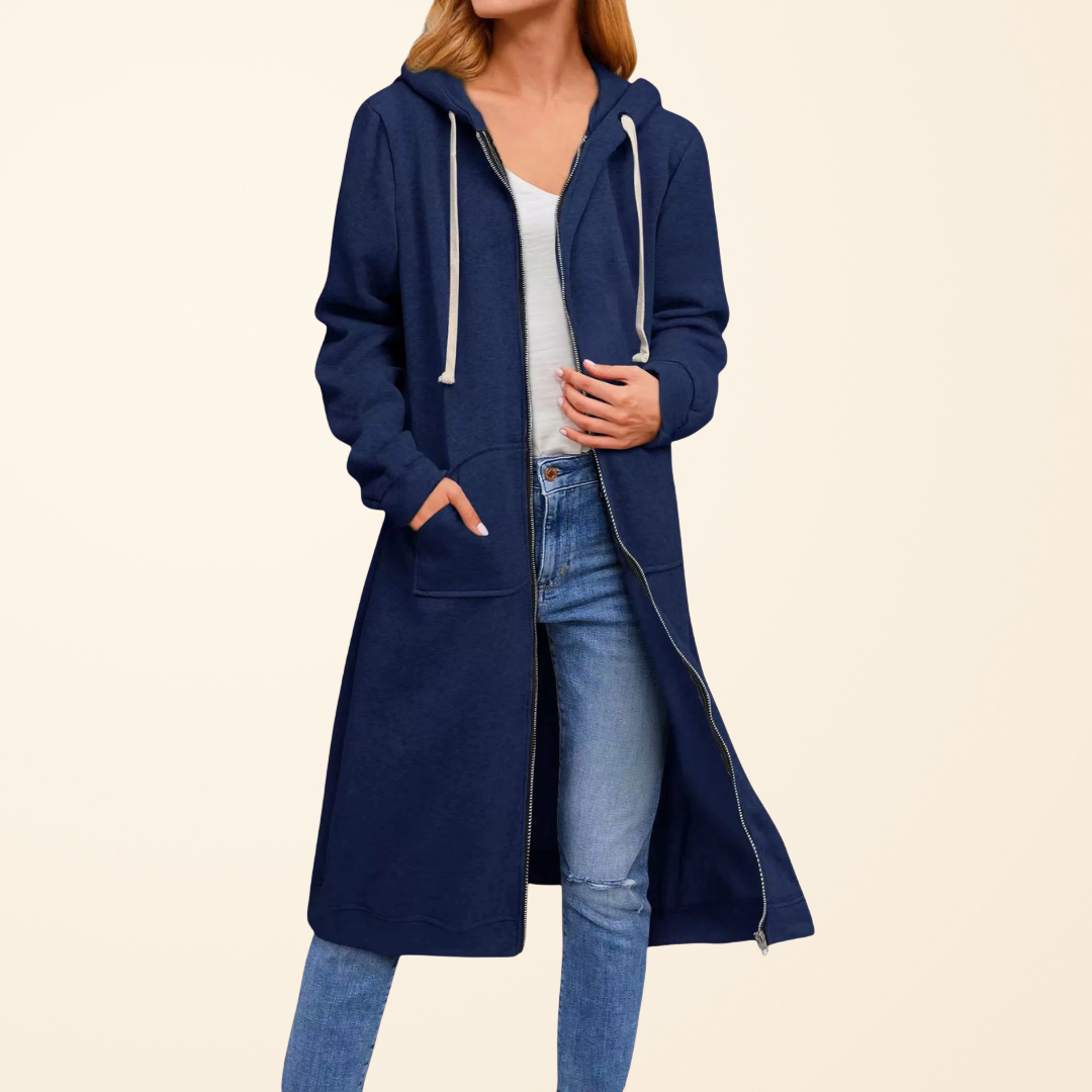Tordis | Women Relaxed Zip Longline Cardigan