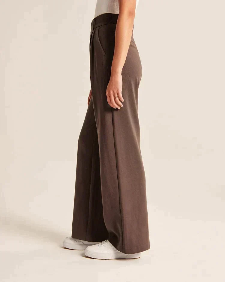 Lorene Women High Waist Pleated Wide Leg Dress Pants