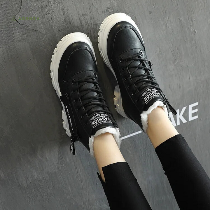 Kjellaug | Women Fur Cuff Lace Boots