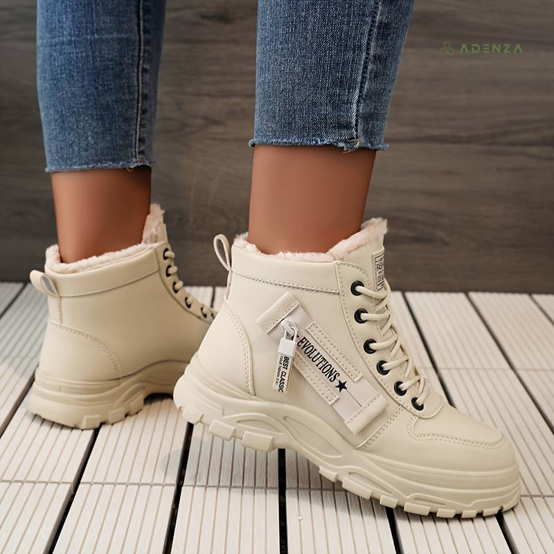 Kjellaug | Women Fur Cuff Lace Boots