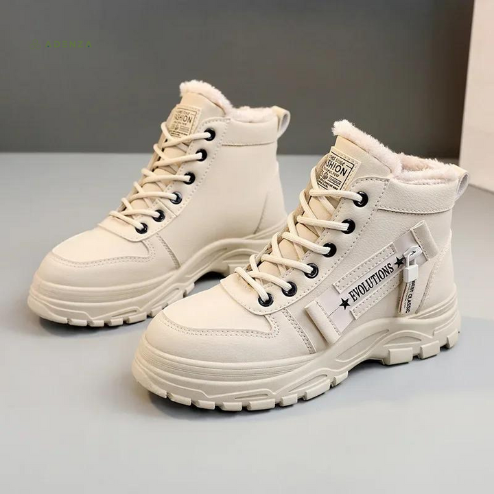 Kjellaug | Women Fur Cuff Lace Boots