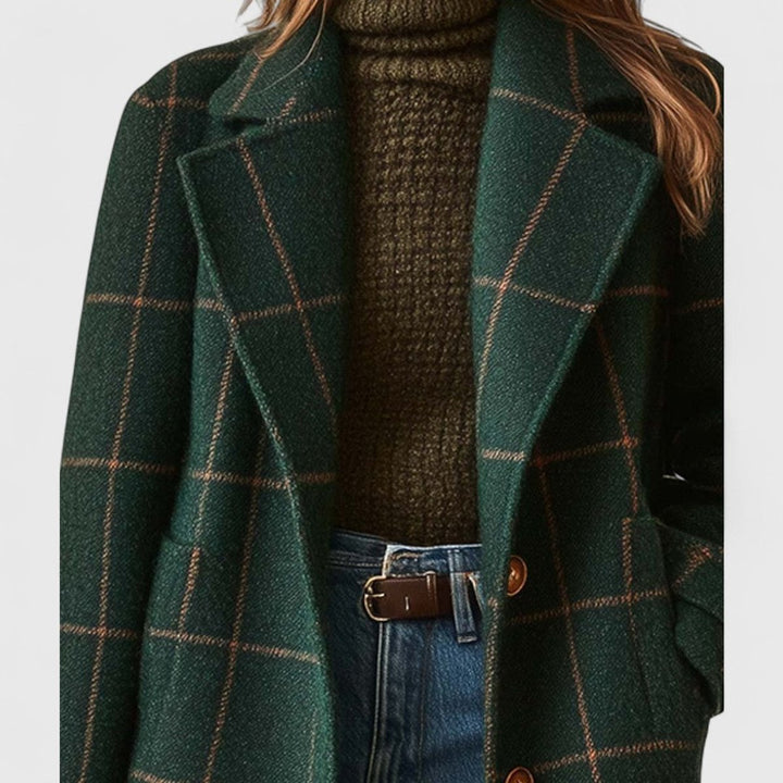 Peg | Women Plaid Notch Wool Coat