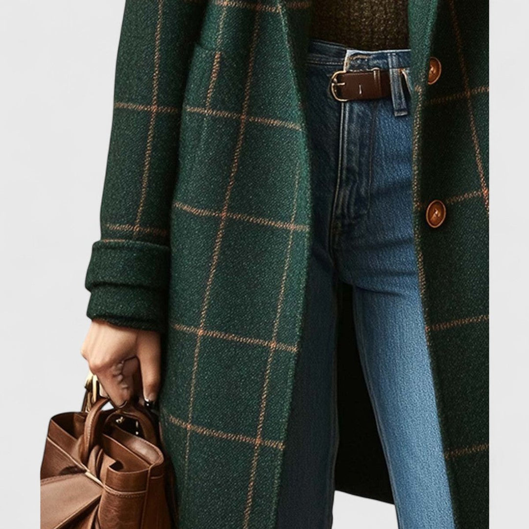 Peg | Women Plaid Notch Wool Coat