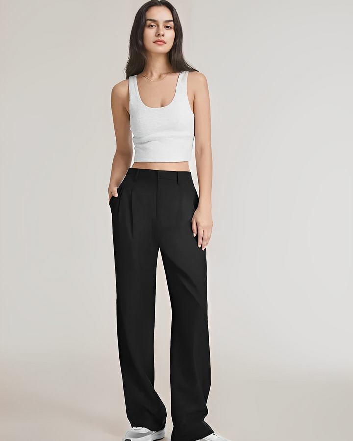 Lorene Women High Waist Pleated Wide Leg Dress Pants