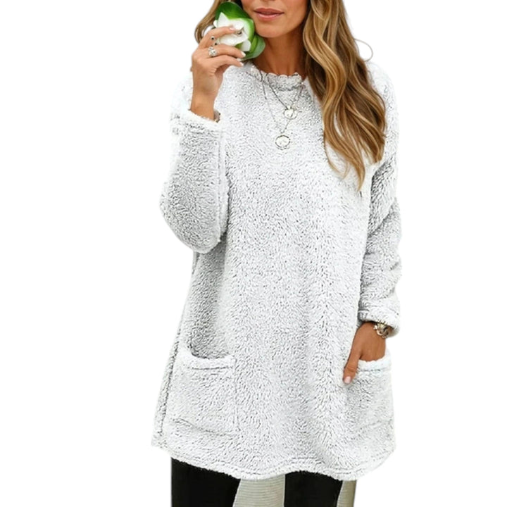 Vibeke Women Fleece Crew Neck Pocket Winter Dress