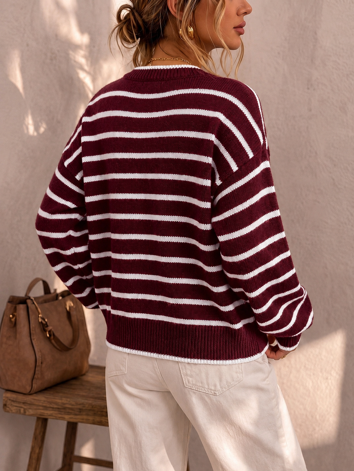 Meabh | Women Striped Button Cardigan