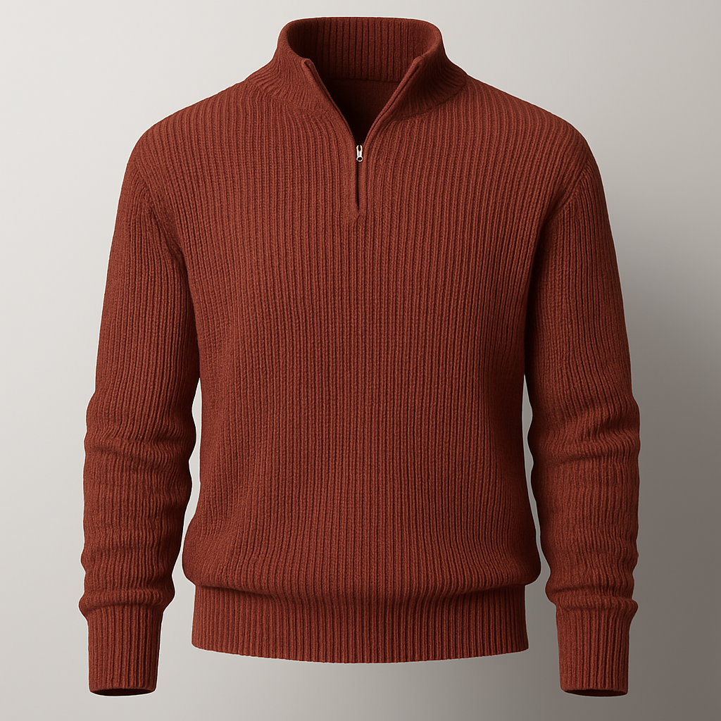 Hugh | Men Ribbed Quarter Zip Sweater