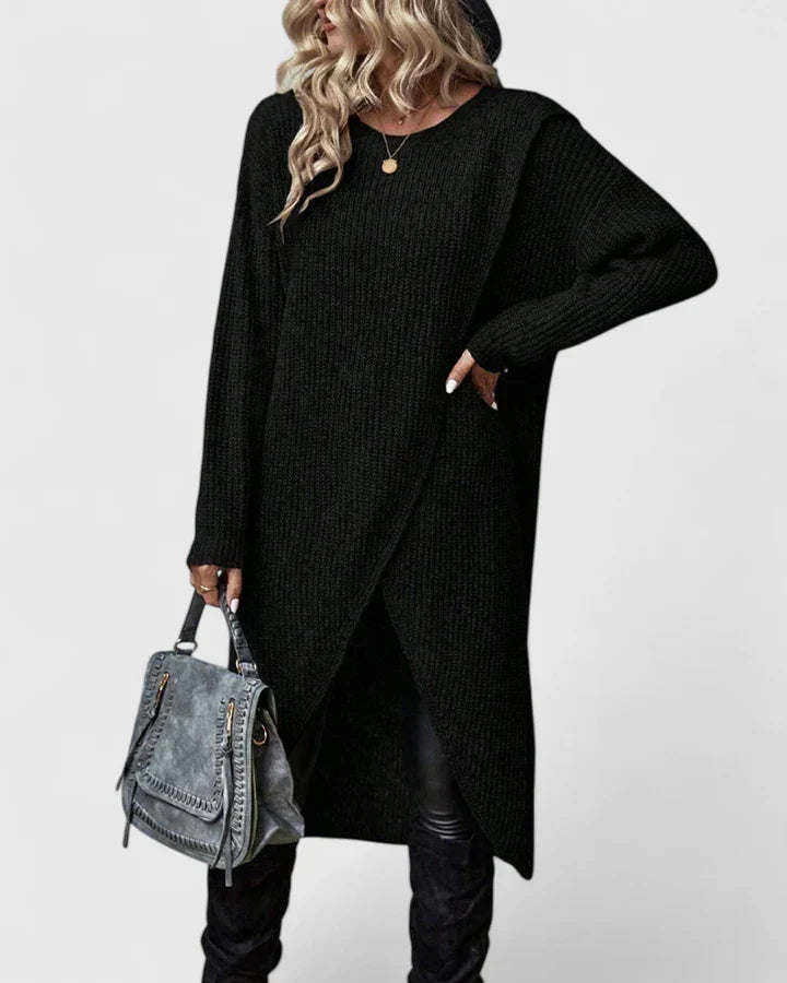 Tess | Women Asymmetric Wrap Sweater Dress