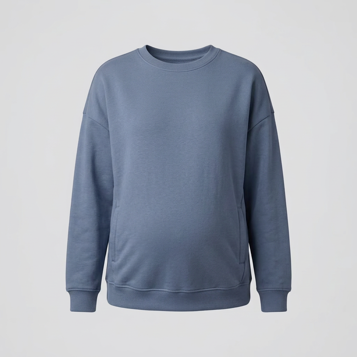 Everyday Maternity Crewneck Sweatshirt with Relaxed Fit and Ribbed Trim
