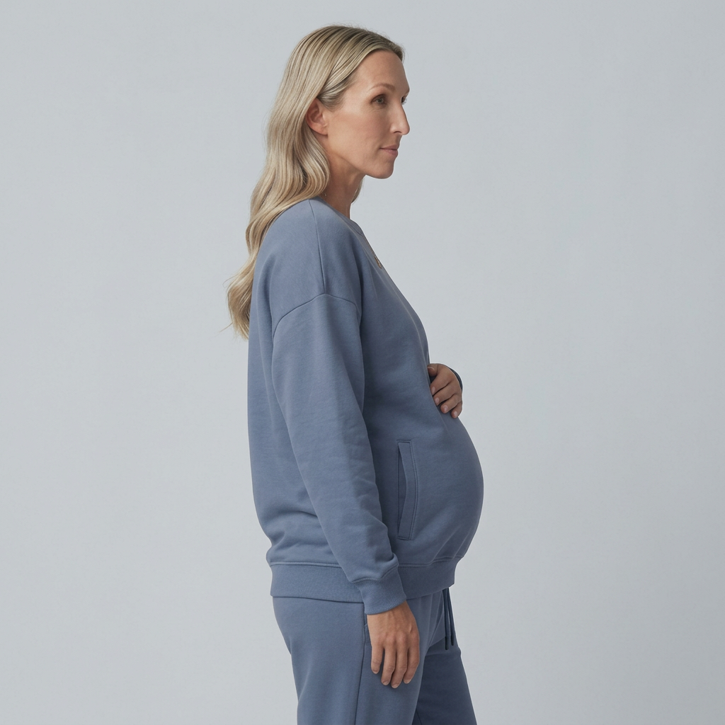 Everyday Maternity Crewneck Sweatshirt with Relaxed Fit and Ribbed Trim
