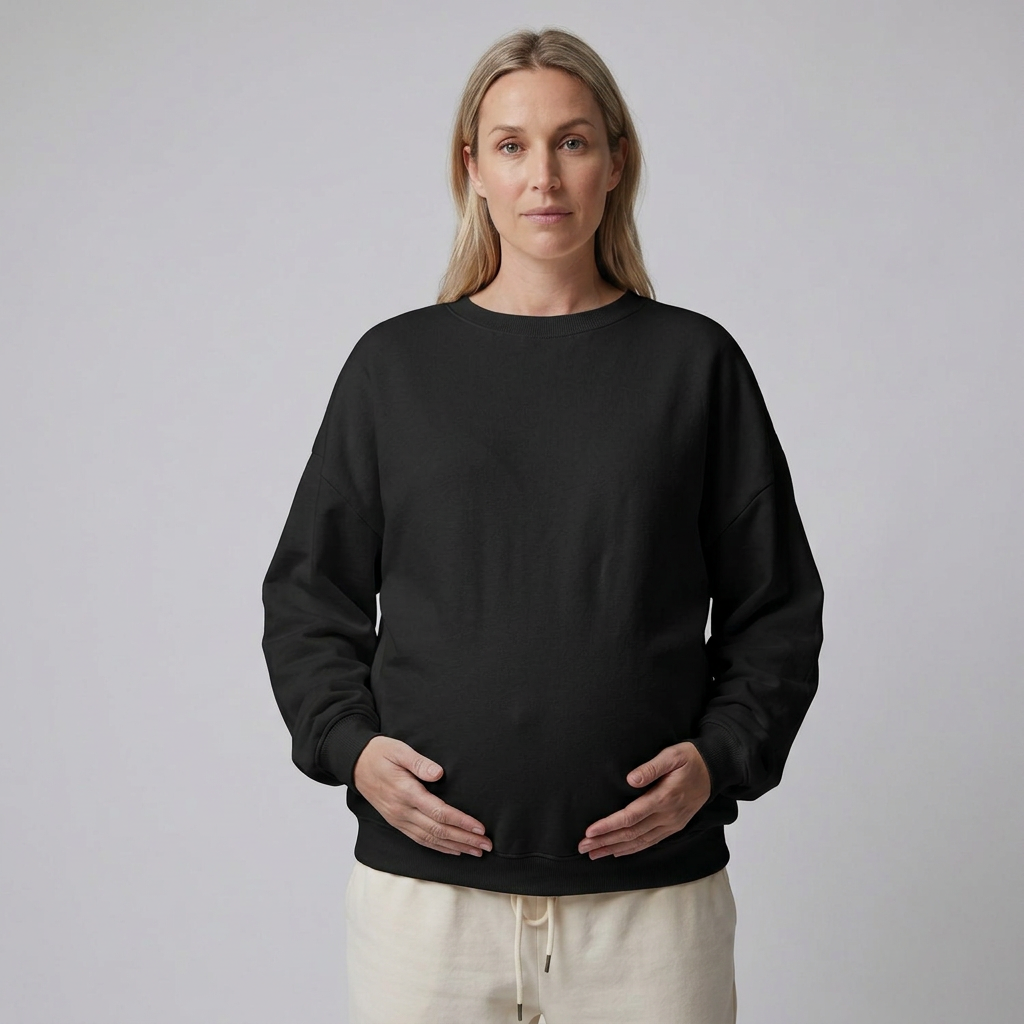 Everyday Maternity Crewneck Sweatshirt with Relaxed Fit and Ribbed Trim