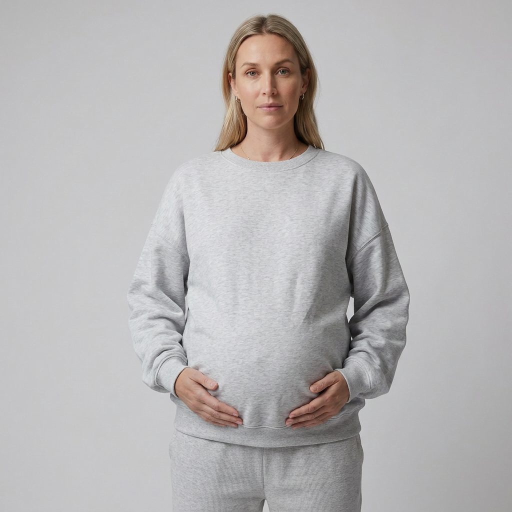 Everyday Maternity Crewneck Sweatshirt with Relaxed Fit and Ribbed Trim