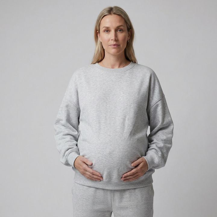 Everyday Maternity Crewneck Sweatshirt with Relaxed Fit and Ribbed Trim