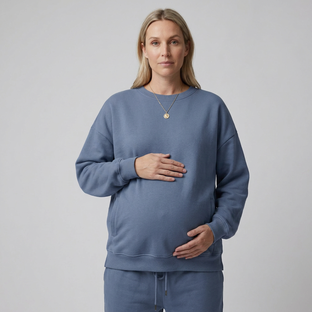 Everyday Maternity Crewneck Sweatshirt with Relaxed Fit and Ribbed Trim