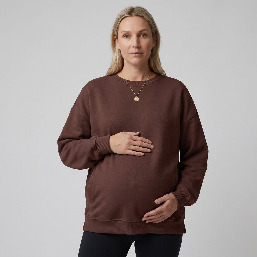 Everyday Maternity Crewneck Sweatshirt with Relaxed Fit and Ribbed Trim