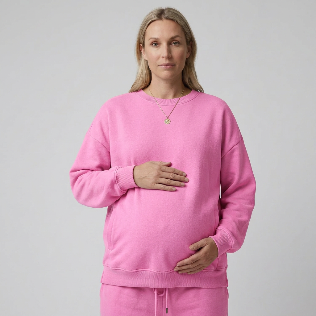 Everyday Maternity Crewneck Sweatshirt with Relaxed Fit and Ribbed Trim