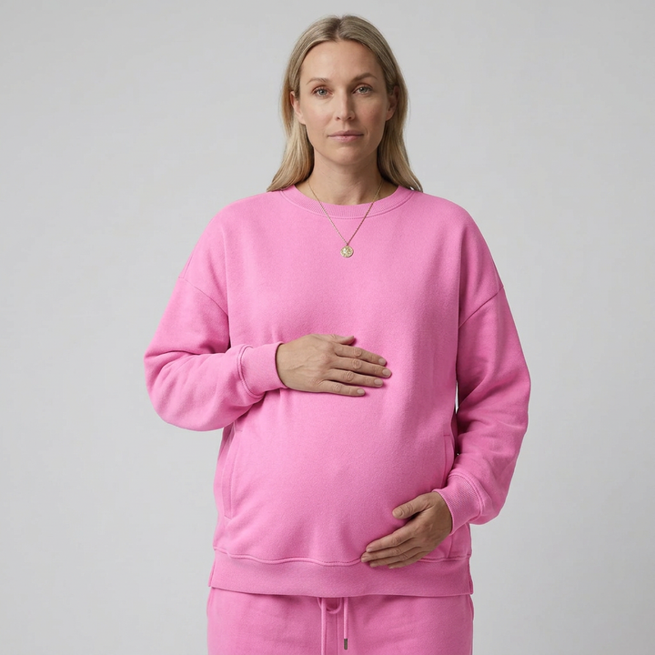 Everyday Maternity Crewneck Sweatshirt with Relaxed Fit and Ribbed Trim