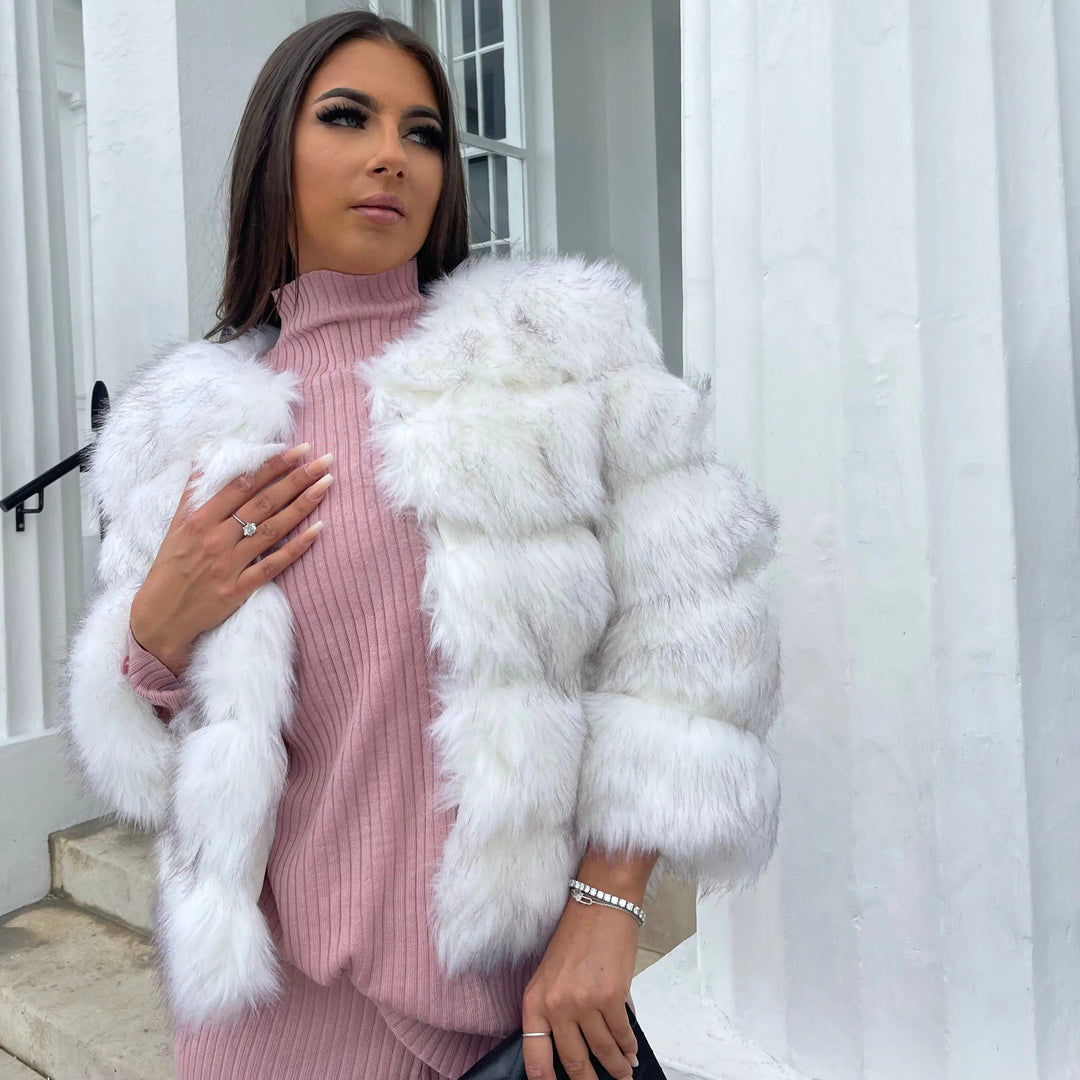 Brenda Women Cropped Paneled Faux Fur Coat