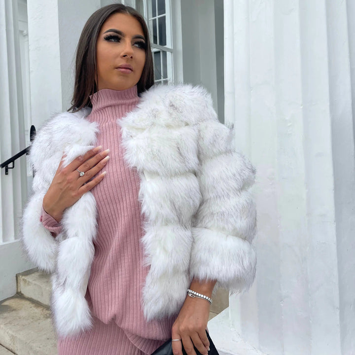 Brenda Women Cropped Paneled Faux Fur Coat