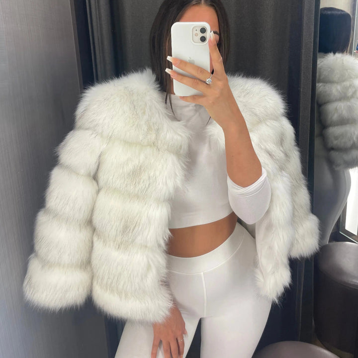 Brenda Women Cropped Paneled Faux Fur Coat