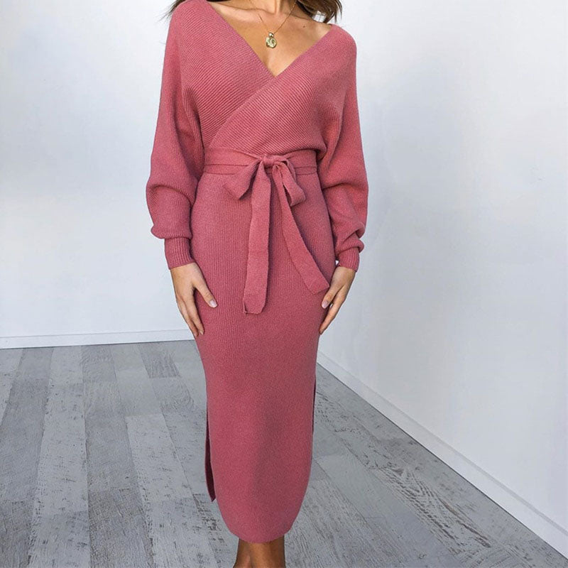 Zita | Women Wrap Belt Knit Dress