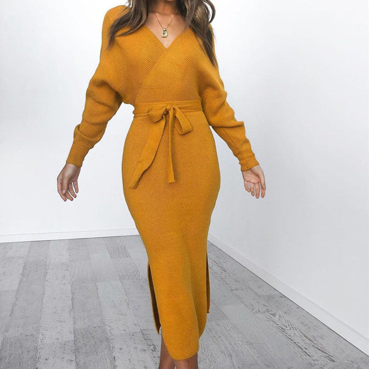 Zita | Women Wrap Belt Knit Dress