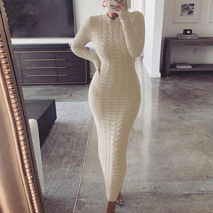 Lesley Women Cable Knit Bodycon Maxi Winter Dress