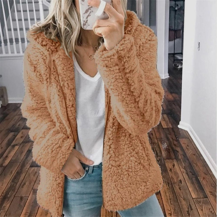 Mindy Women Hooded Fluffy Teddy Open Front Coat