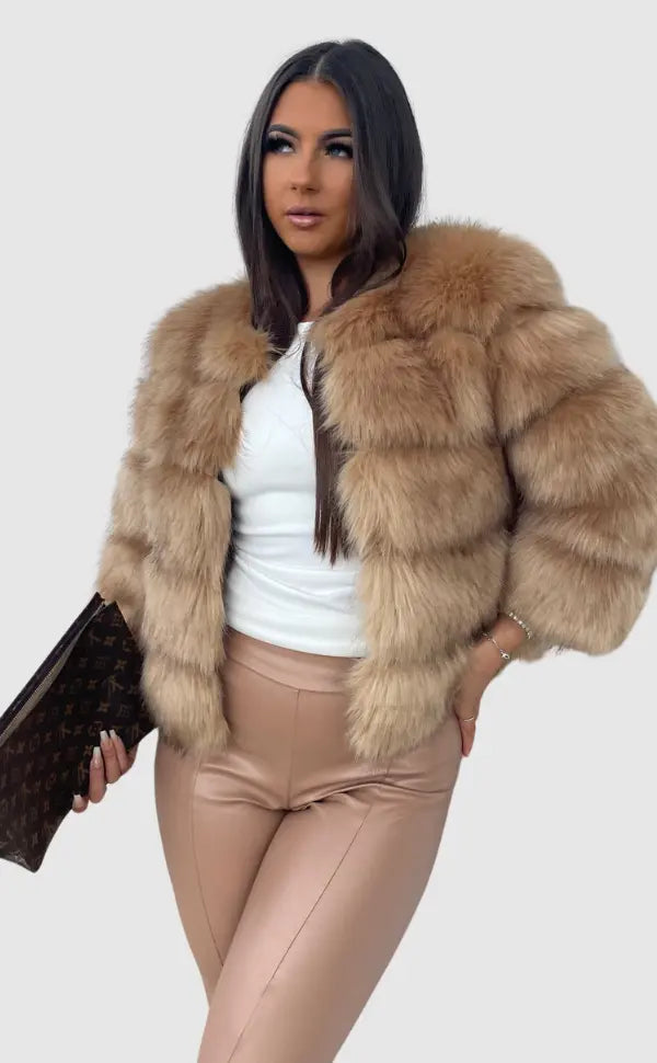 Brenda Women Cropped Paneled Faux Fur Coat