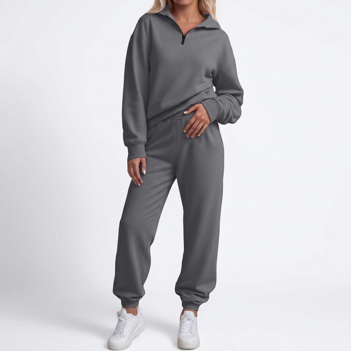 Lurina | Oversized Quarter-Zip Sweatshirt & Jogger Set