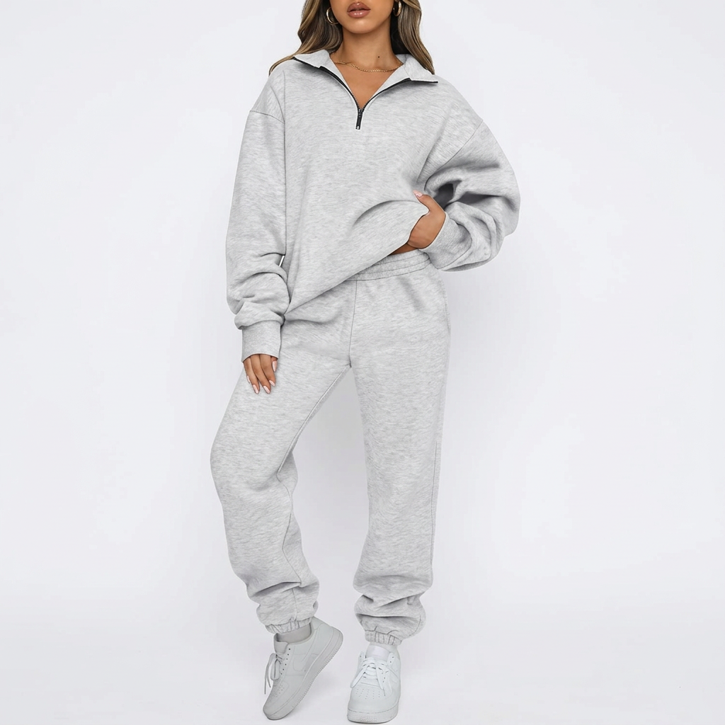 Lurina | Oversized Quarter-Zip Sweatshirt & Jogger Set